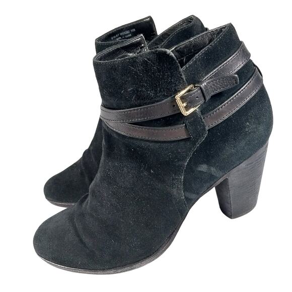 COLE HAAN! BLACK GENUINE SUEDE LEATHER CRISS-CROSS, CHUNKY ANKLE BOOTS! SZ 10B - Picture 10 of 10